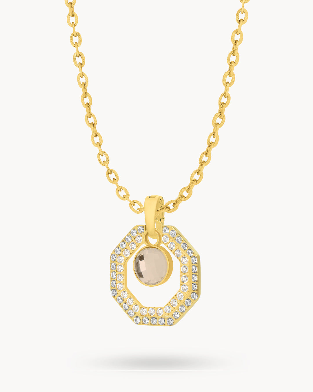 October Birthstone Octagon Ħabbata Statement Starlight Halo Necklace Set