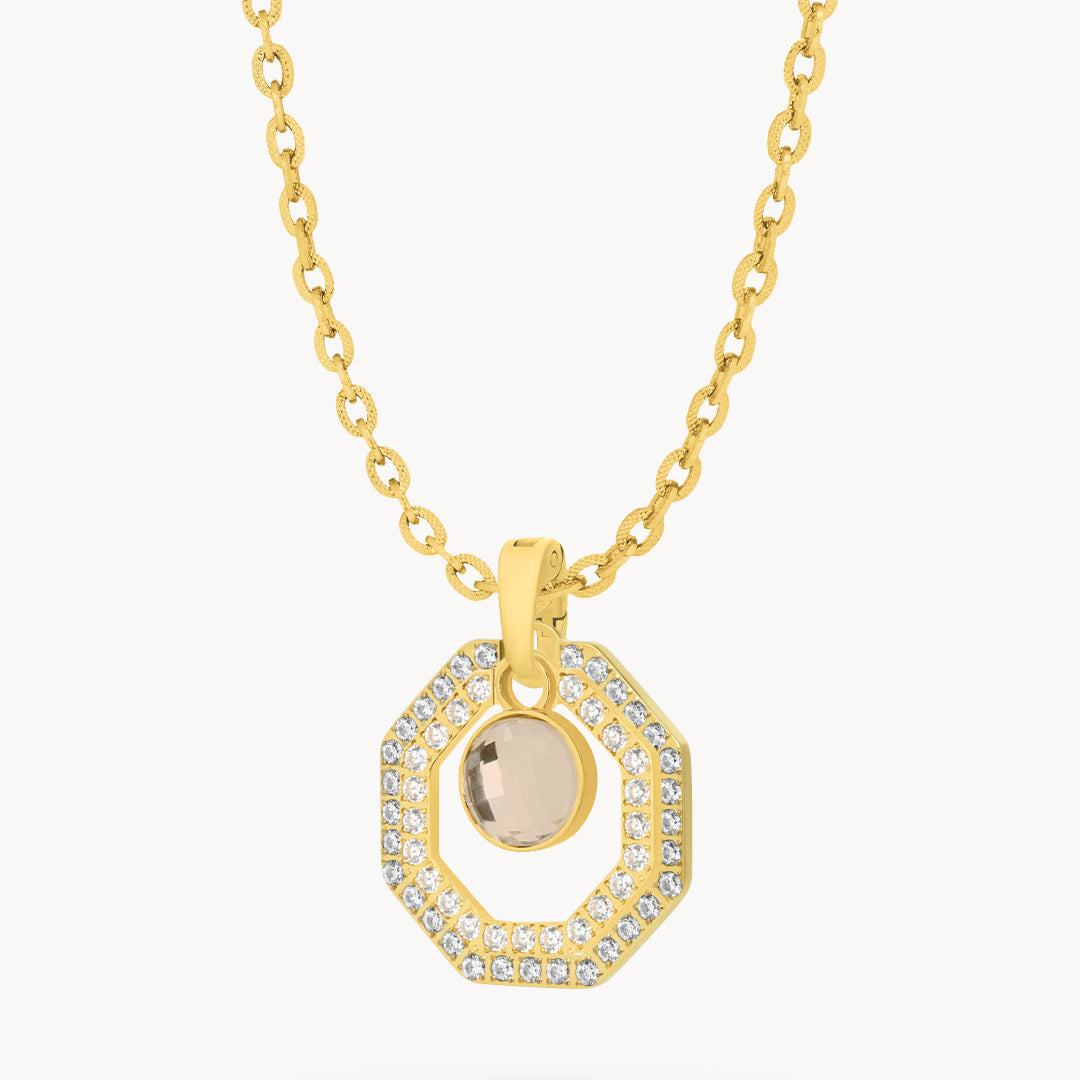October Birthstone Octagon Ħabbata Statement Starlight Halo Necklace Set