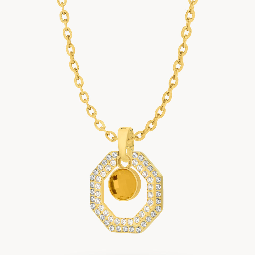 November Birthstone Octagon Ħabbata Statement Starlight Halo Necklace Set