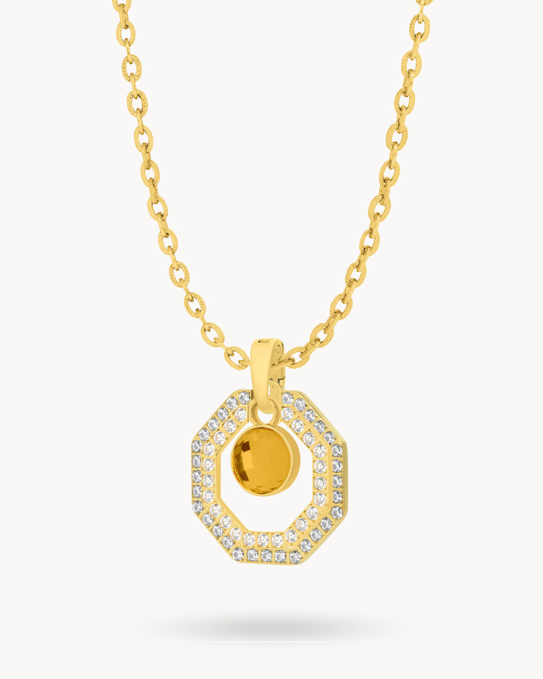 November Birthstone Octagon Ħabbata Statement Starlight Halo Necklace Set