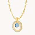 December Birthstone Octagon Ħabbata Statement Starlight Halo Necklace Set