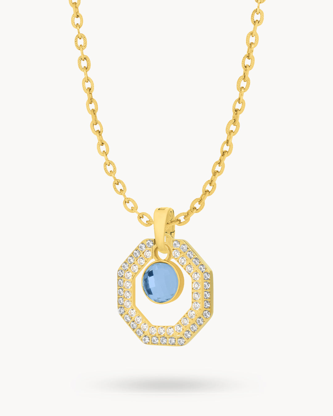 December Birthstone Octagon Ħabbata Statement Starlight Halo Necklace Set