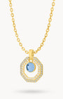 December Birthstone Octagon Ħabbata Statement Starlight Halo Necklace Set