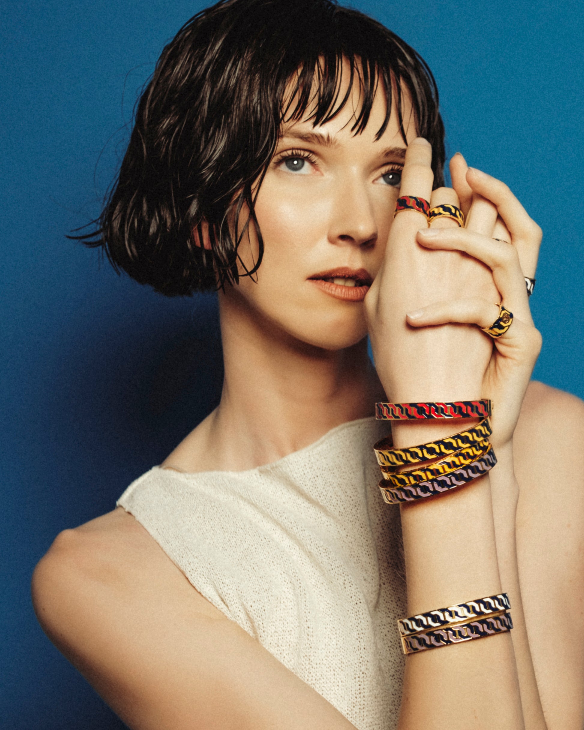 Octagon Ħabbata Blue and White Bangle