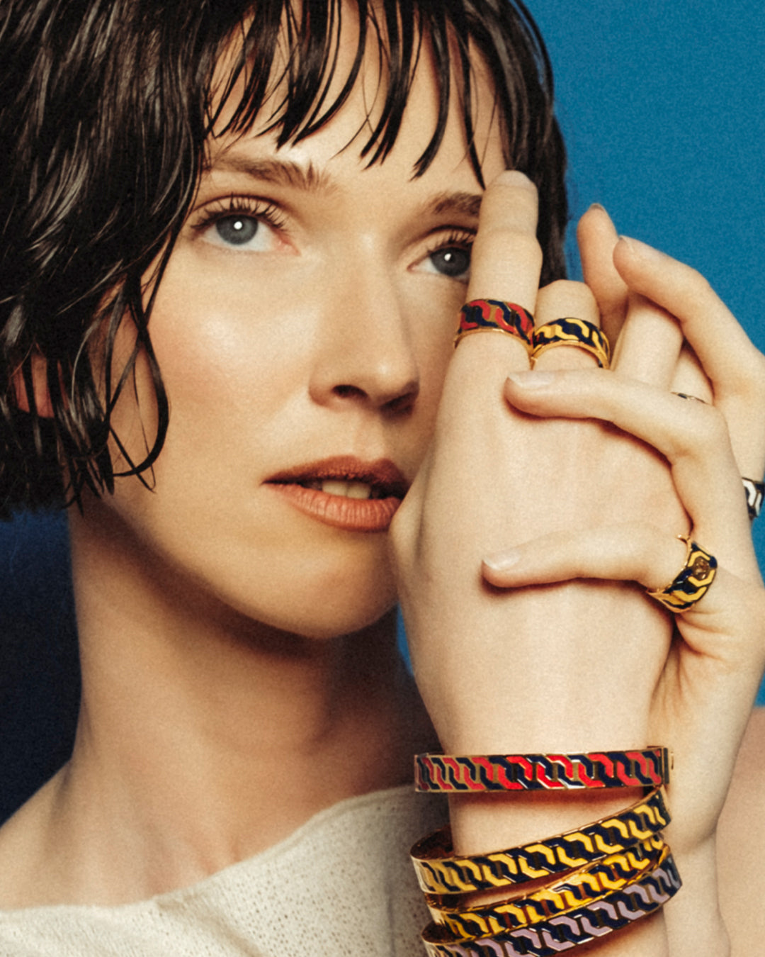 Octagon Ħabbata Blue and Red Bangle