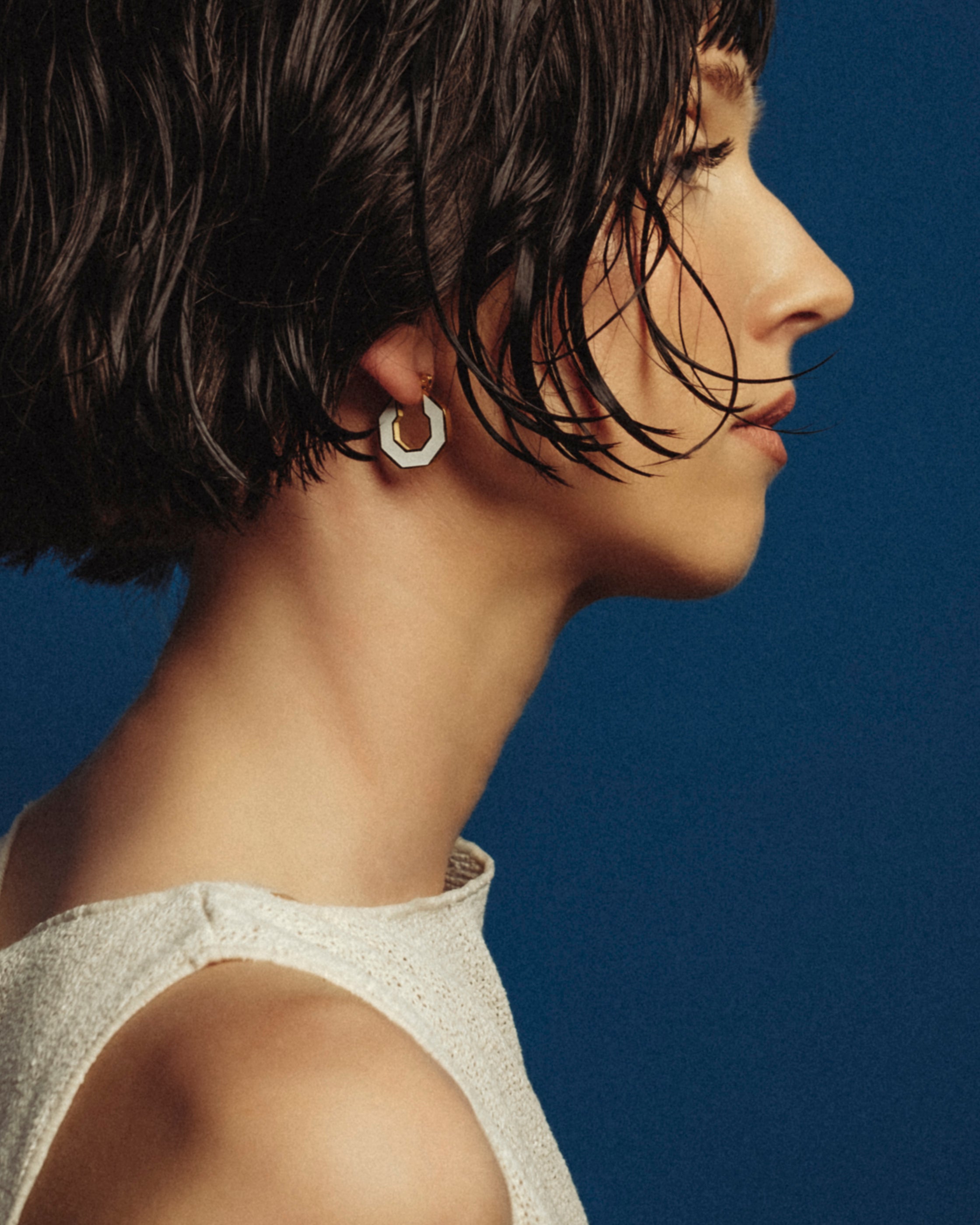 Octagon Habbata White and Blue Reversible Hoops