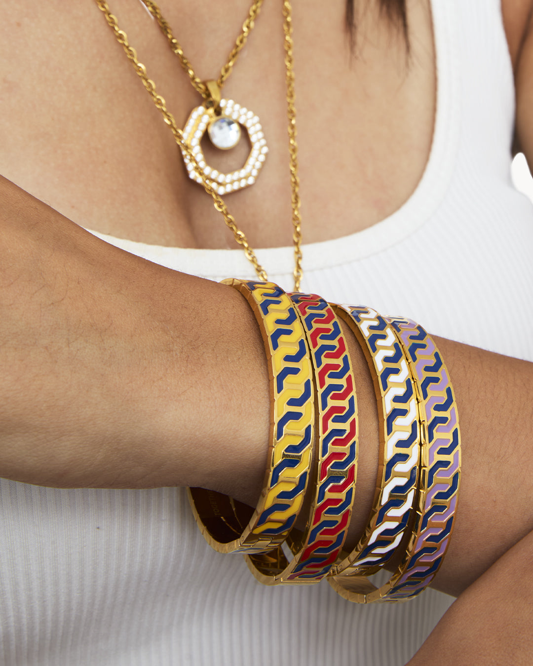 Octagon Ħabbata Yellow & Blue Bangle