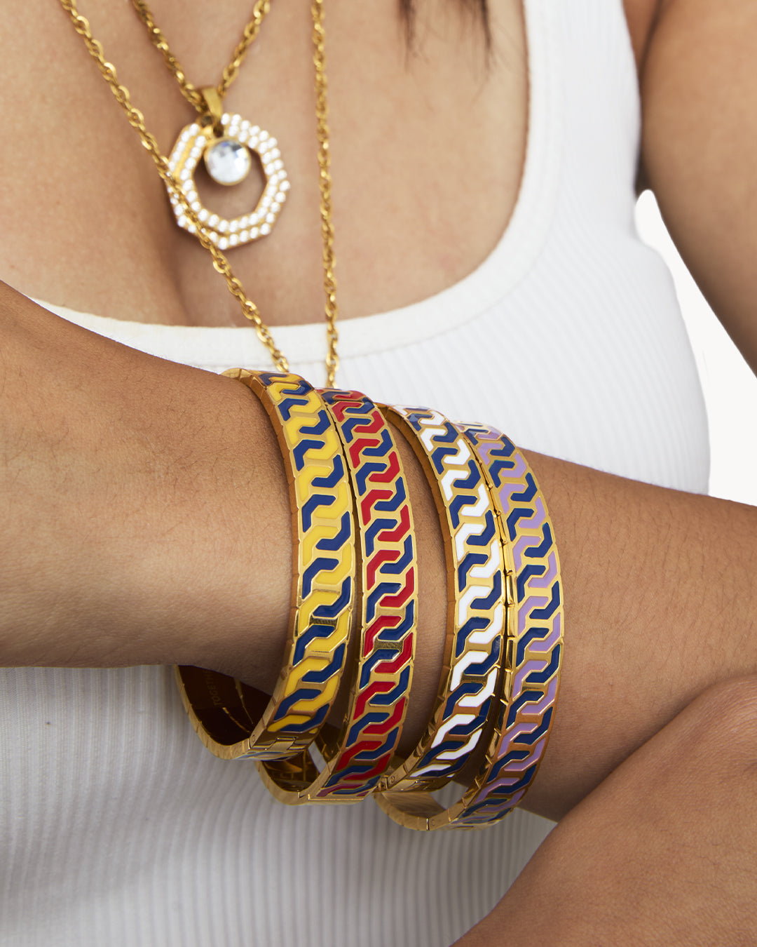 Octagon Ħabbata Blue and Red Bangle