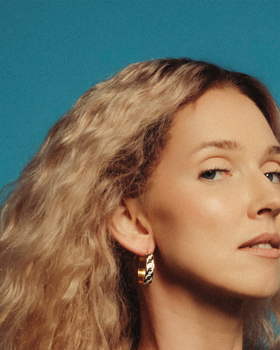 Octagon Ħabbata Blue & Yellow Statement Hoop Earrings