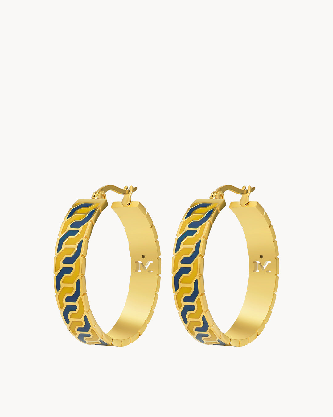 Octagon Ħabbata Blue & Yellow Statement Hoop Earrings
