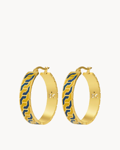 Octagon Ħabbata Blue & Yellow Hoop Earrings