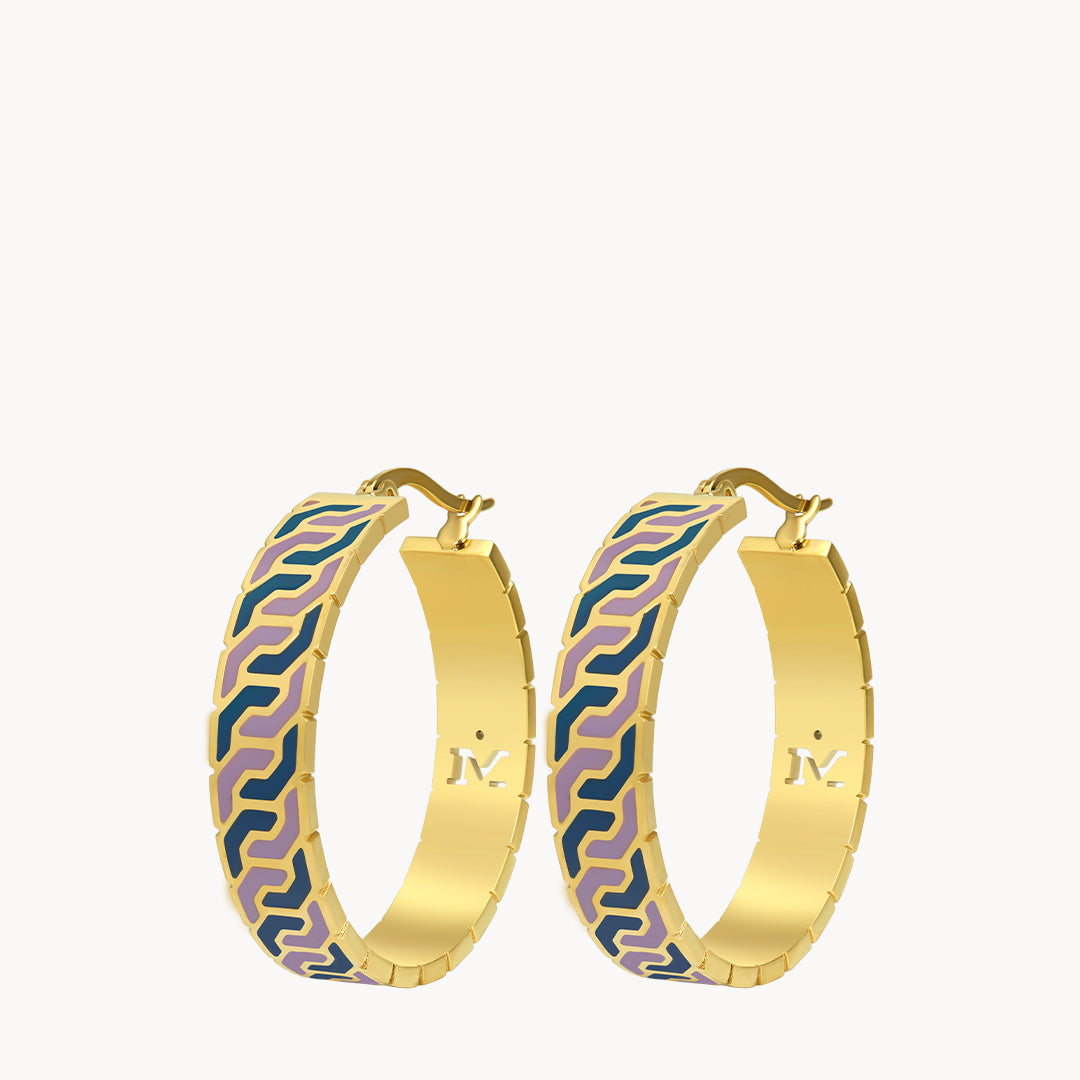 Octagon Ħabbata Blue & Purple Hoop Earrings