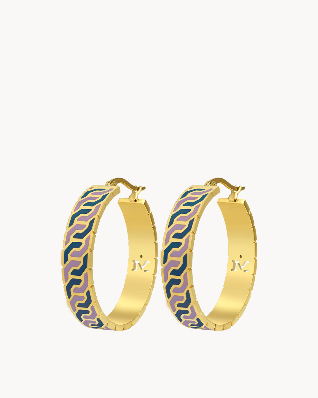 Octagon Ħabbata Blue & Purple Hoop Earrings
