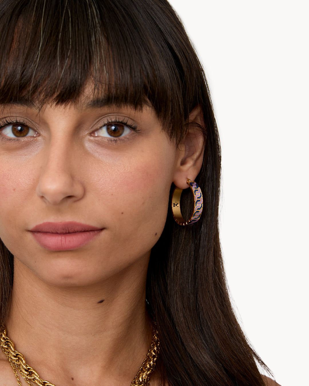 Octagon Ħabbata Blue & Purple Hoop Earrings