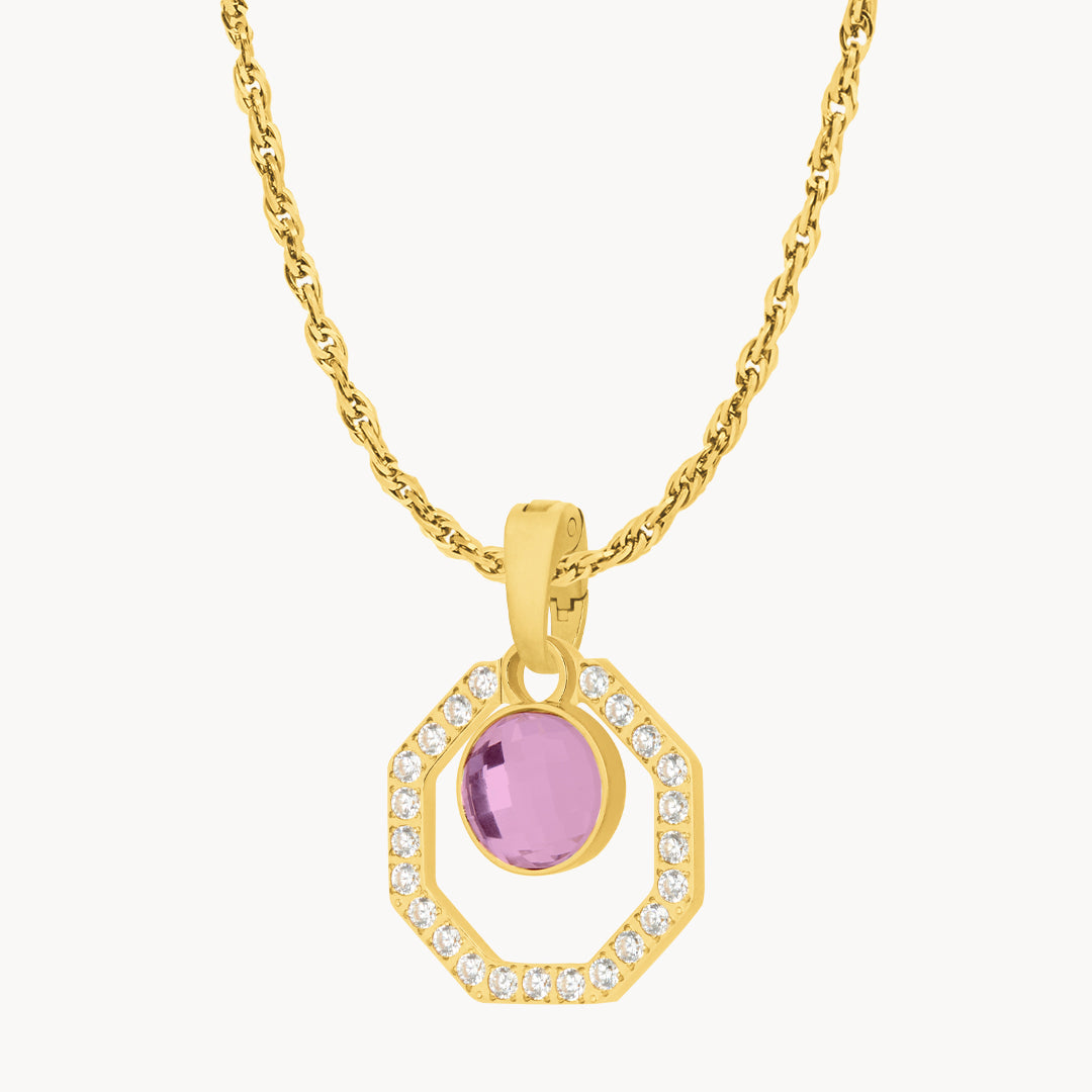 February Starlight Octagon Ħabbata Pendant Set, Gold