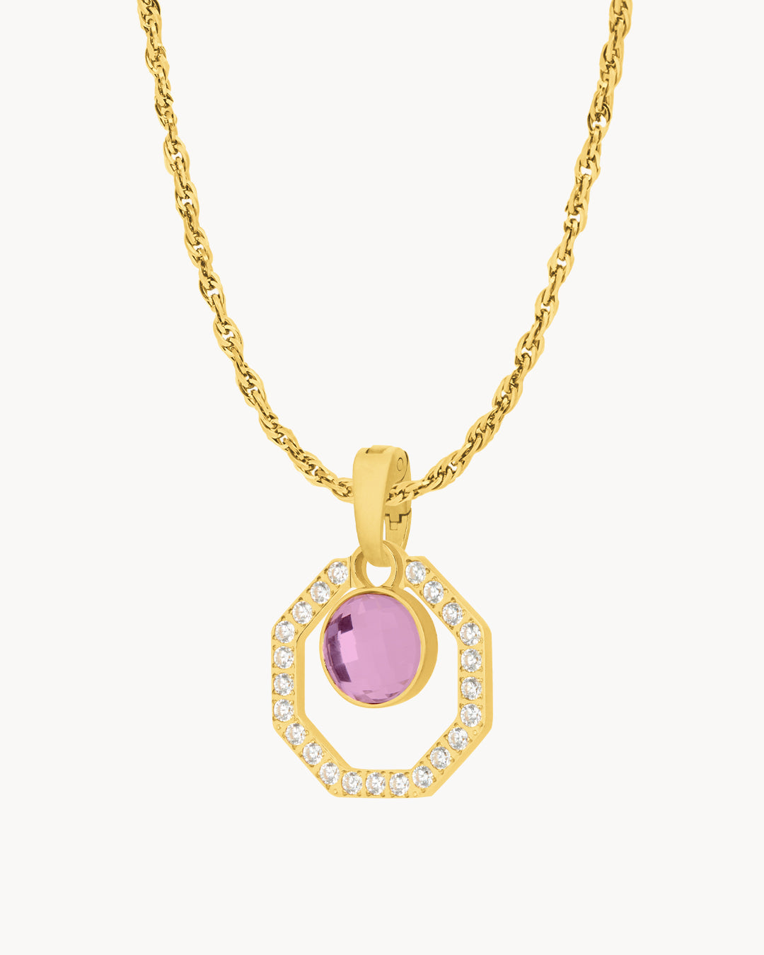 February Starlight Octagon Ħabbata Pendant Set, Gold