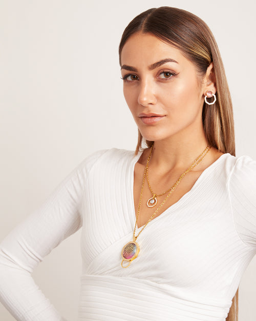 Dream Bizzilla Octagon Ħabbata Twist Pendant Set, Gold