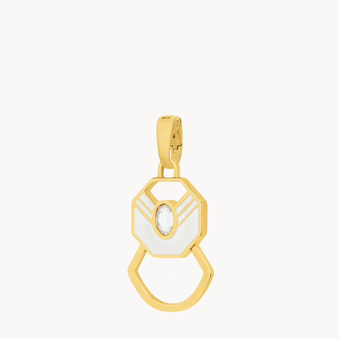 Octagon White Ħabbata Pendant, Gold