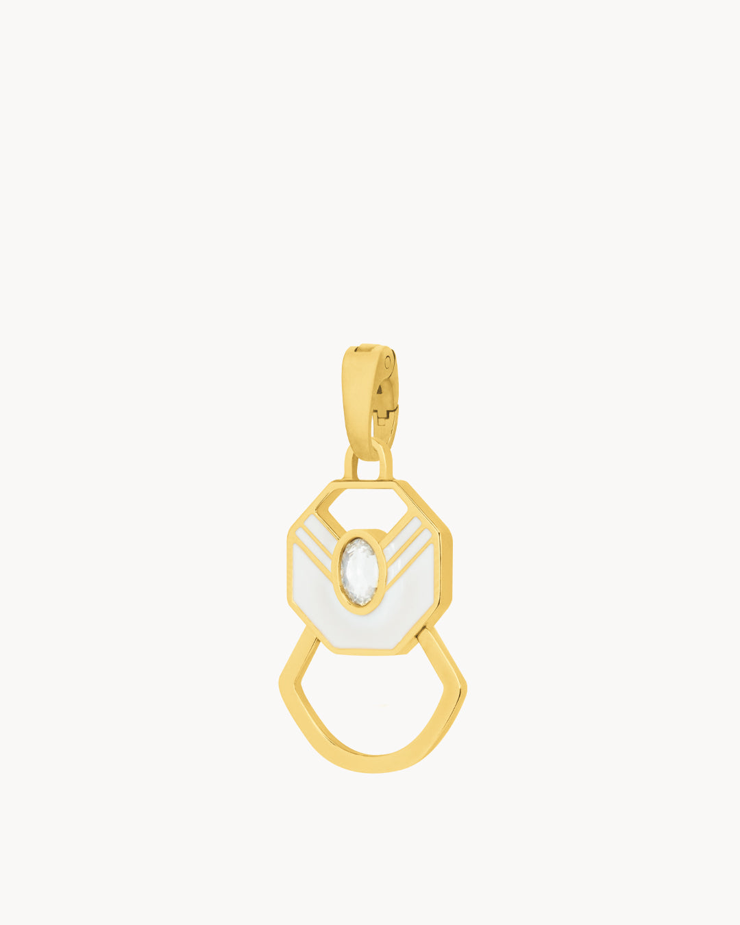Octagon White Ħabbata Pendant, Gold