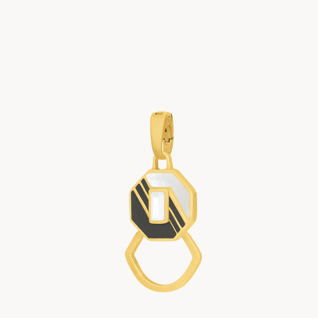 Octagon Black Ħabbata Pendant, Gold