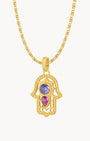 Intuition Purple Hand Of Fatima Pendant Set