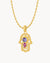 Intuition Purple Hand Of Fatima Pendant Set