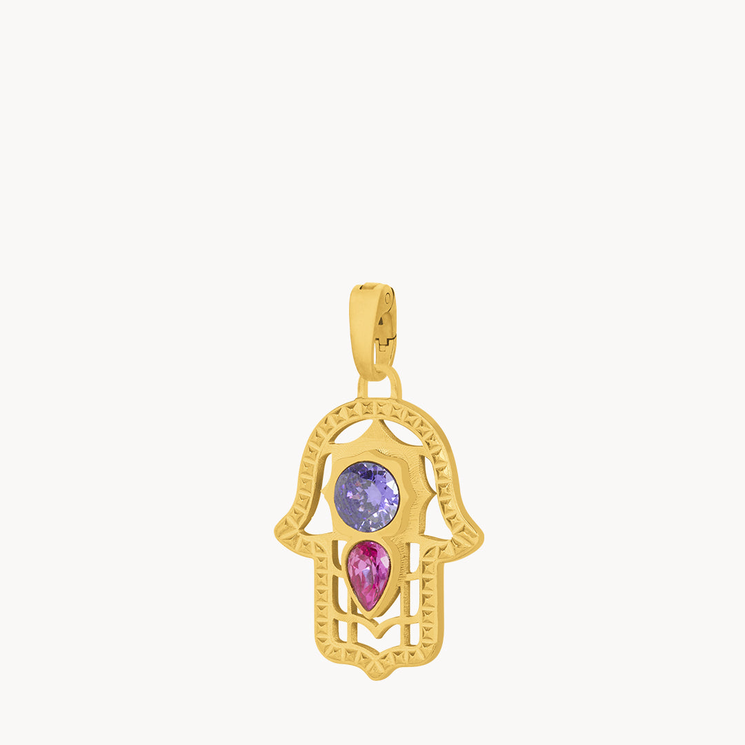 Intuition Purple Hand Of Fatima Pendant