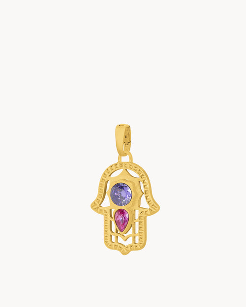 Intuition Purple Hand Of Fatima Pendant