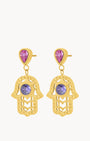Intuition Purple Hand Of Fatima Dangling Earrings