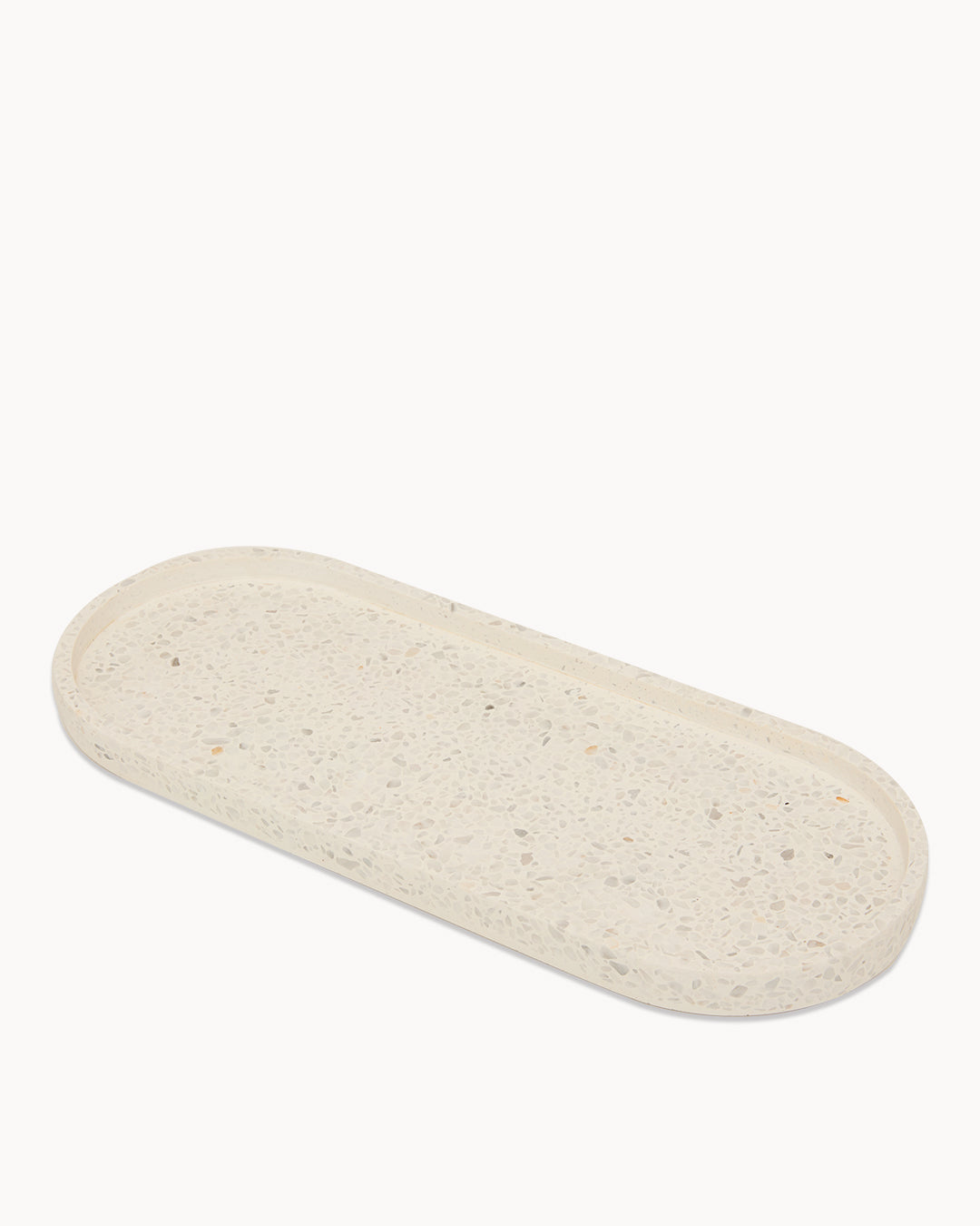 Carrara Terrazzo White Oval Trinket Tray Large