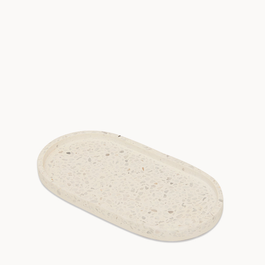 Carrara terrazzo on White Oval Trinket Small