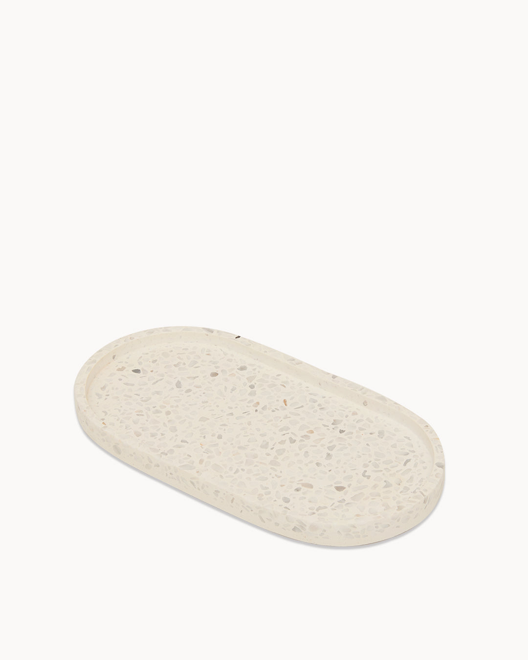 Carrara terrazzo on White Oval Trinket Small