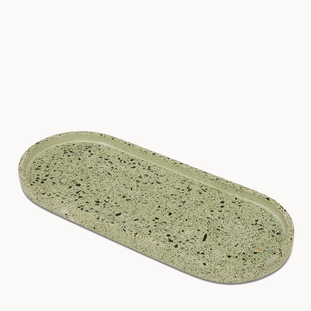 Green Terrazzo on Green Oval Trinket Tray Large
