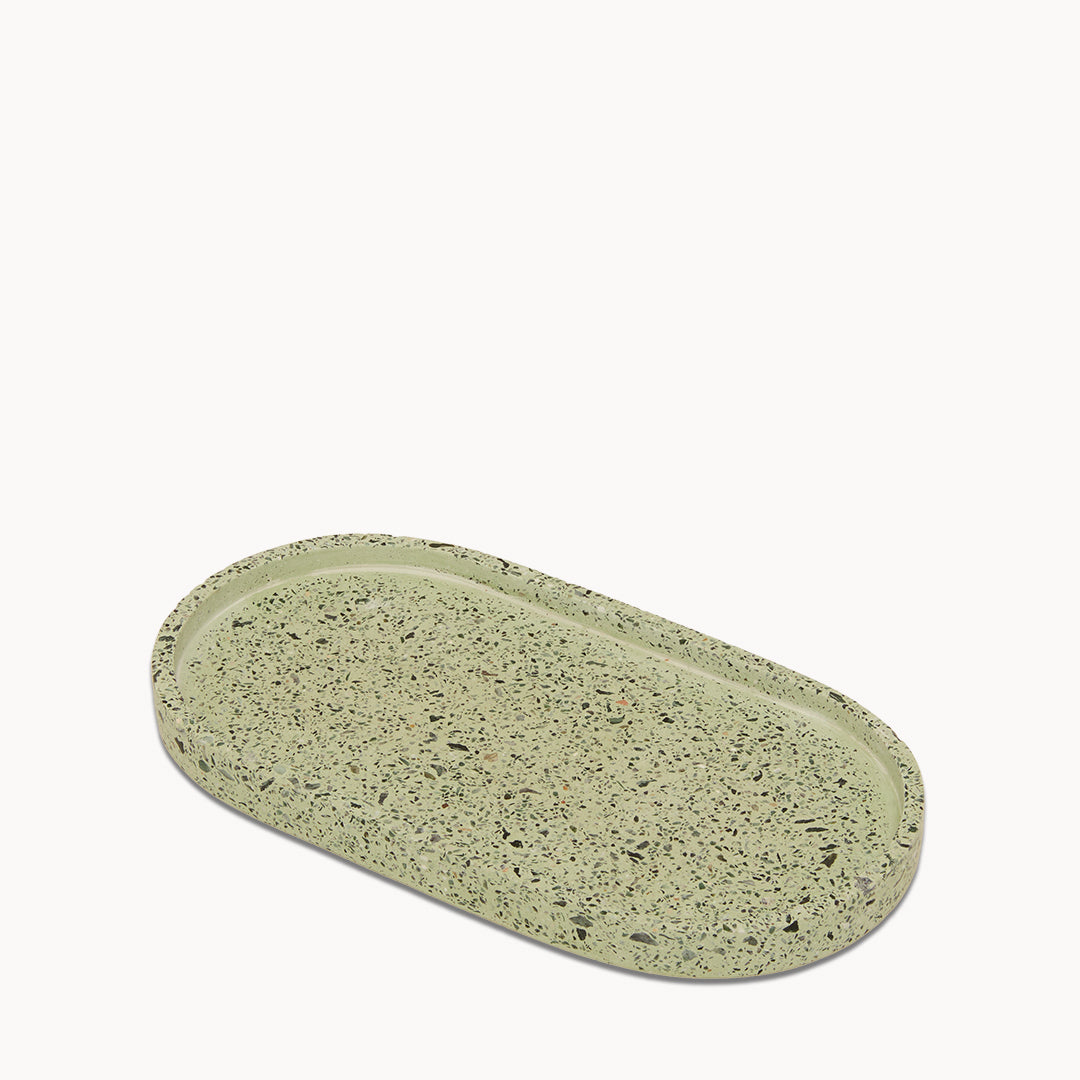 Green Terrazzo on Green Oval Trinket Tray Small