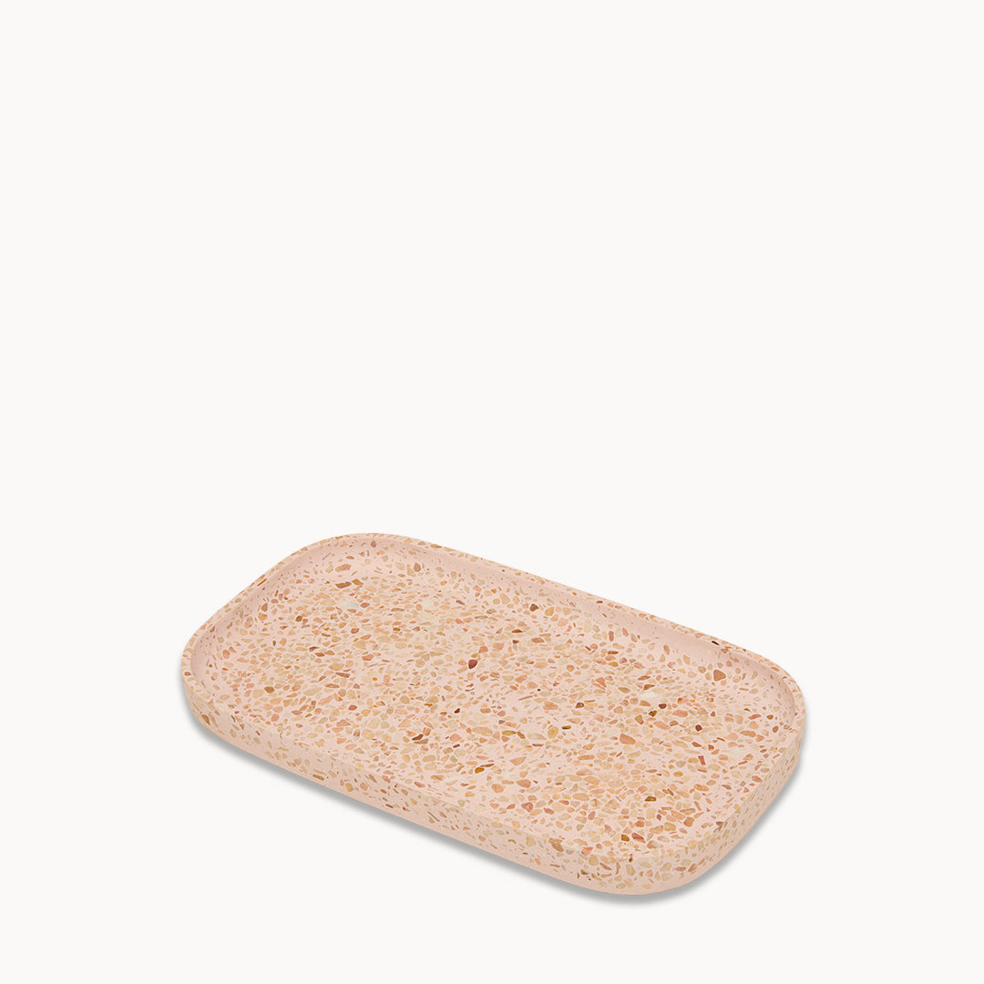 Pink Terrazzo on Pink Oval Trinket Tray Small
