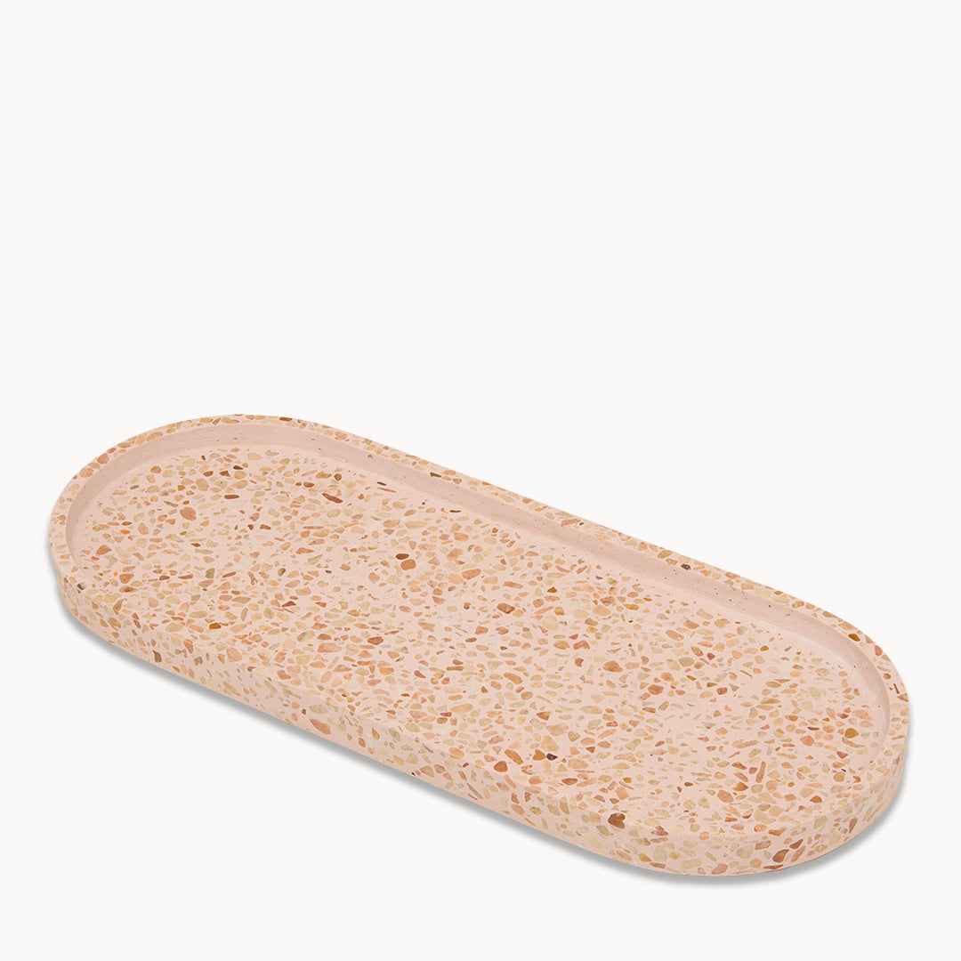 Pink Terrazzo on Pink Oval Trinket Tray Large