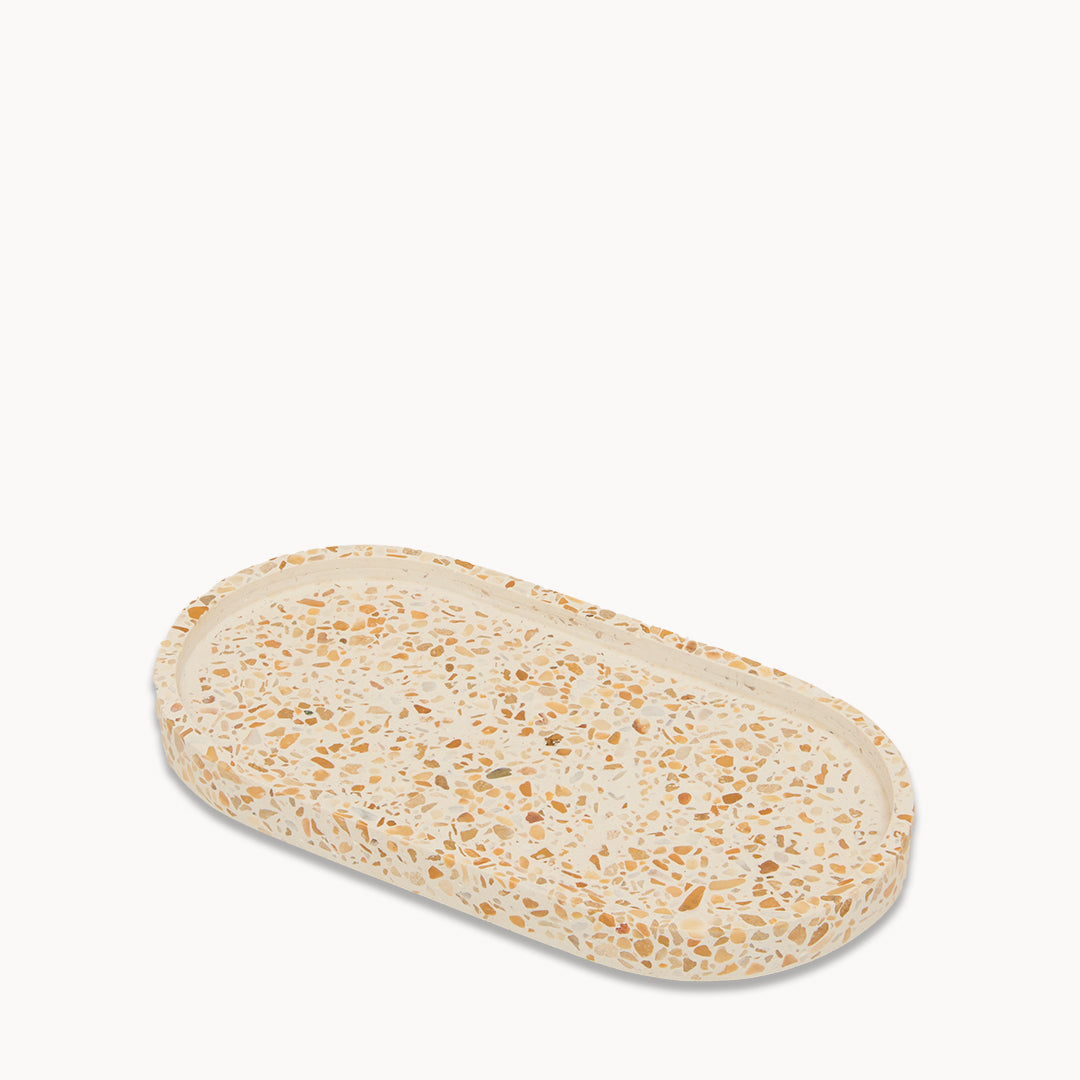 Yellow Terrazzo on White Oval Trinket Tray Small