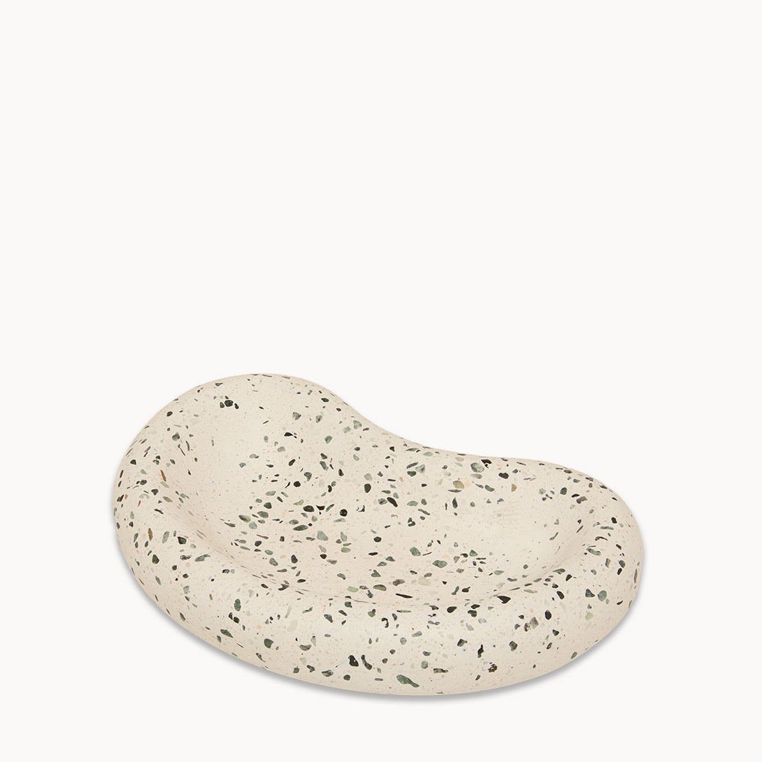 Green Terrazzo on White Moon Trinket Tray