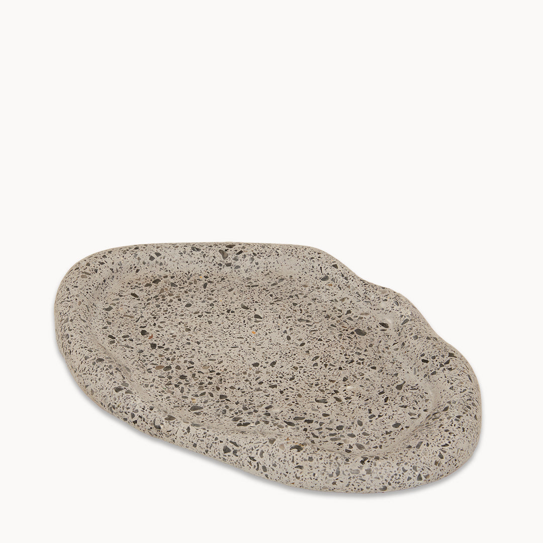 Black Terrazzo on Grey Long Irregular Trinket