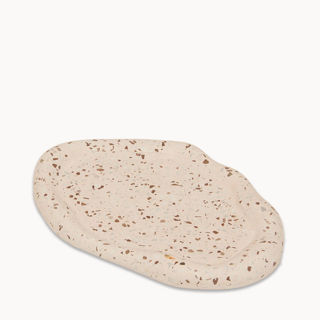 Brown Terrazzo on Cream Long Irregular Trinket