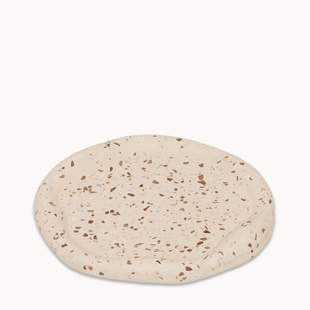 Mixed Terrazzo on Cream Round Irregular Trinket