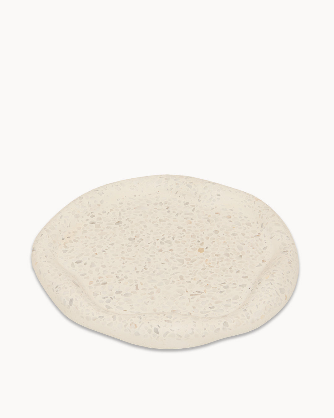 Carrara Terrazzo on White Round Irregular Trinket