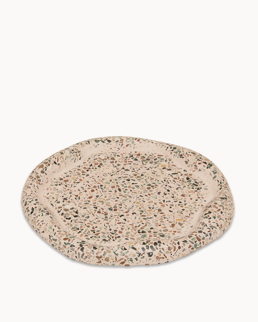 Brown Terrazzo on Cream Round Irregular Trinket