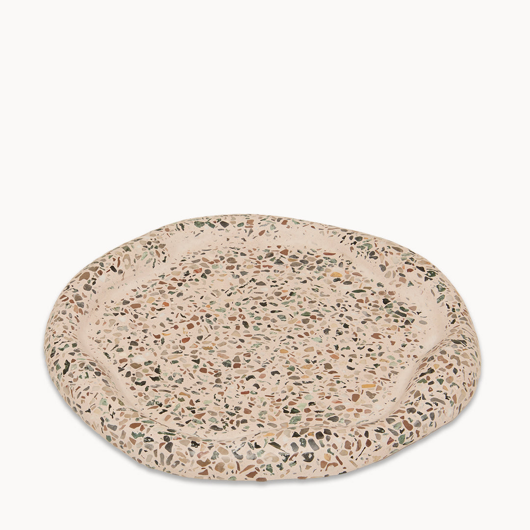 Brown Terrazzo on Cream Round Irregular Trinket