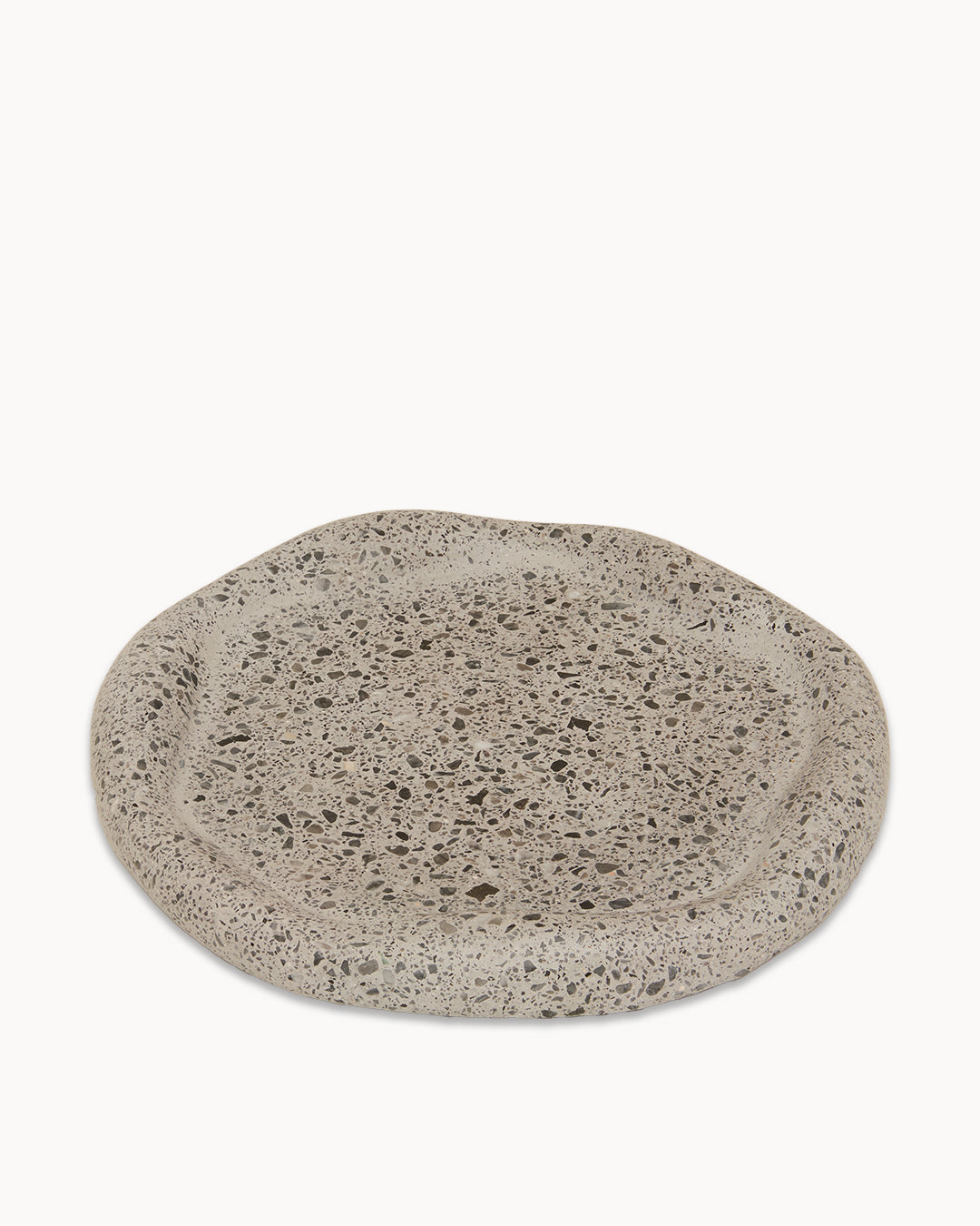 Black Terrazzo on Grey Round Irregular Trinket