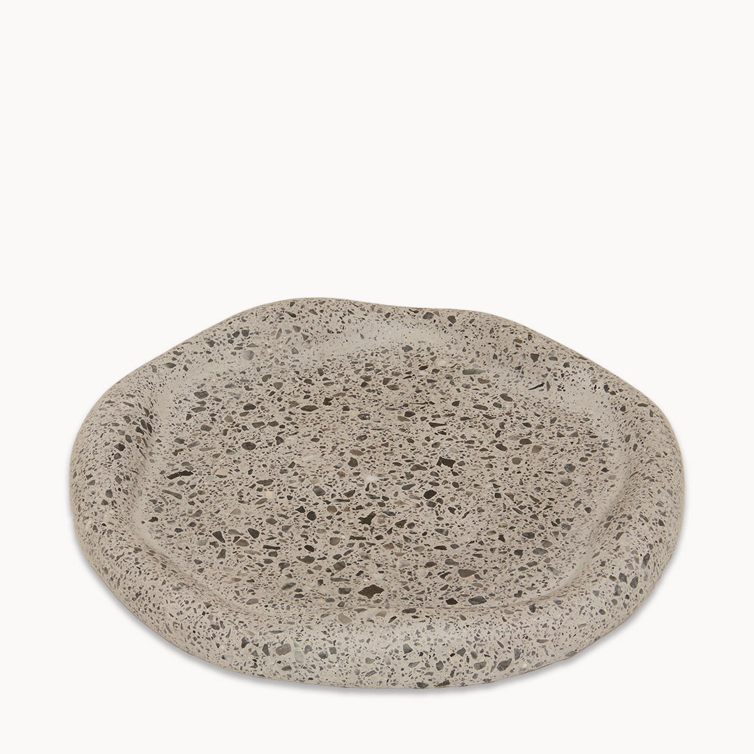 Black Terrazzo on Grey Round Irregular Trinket