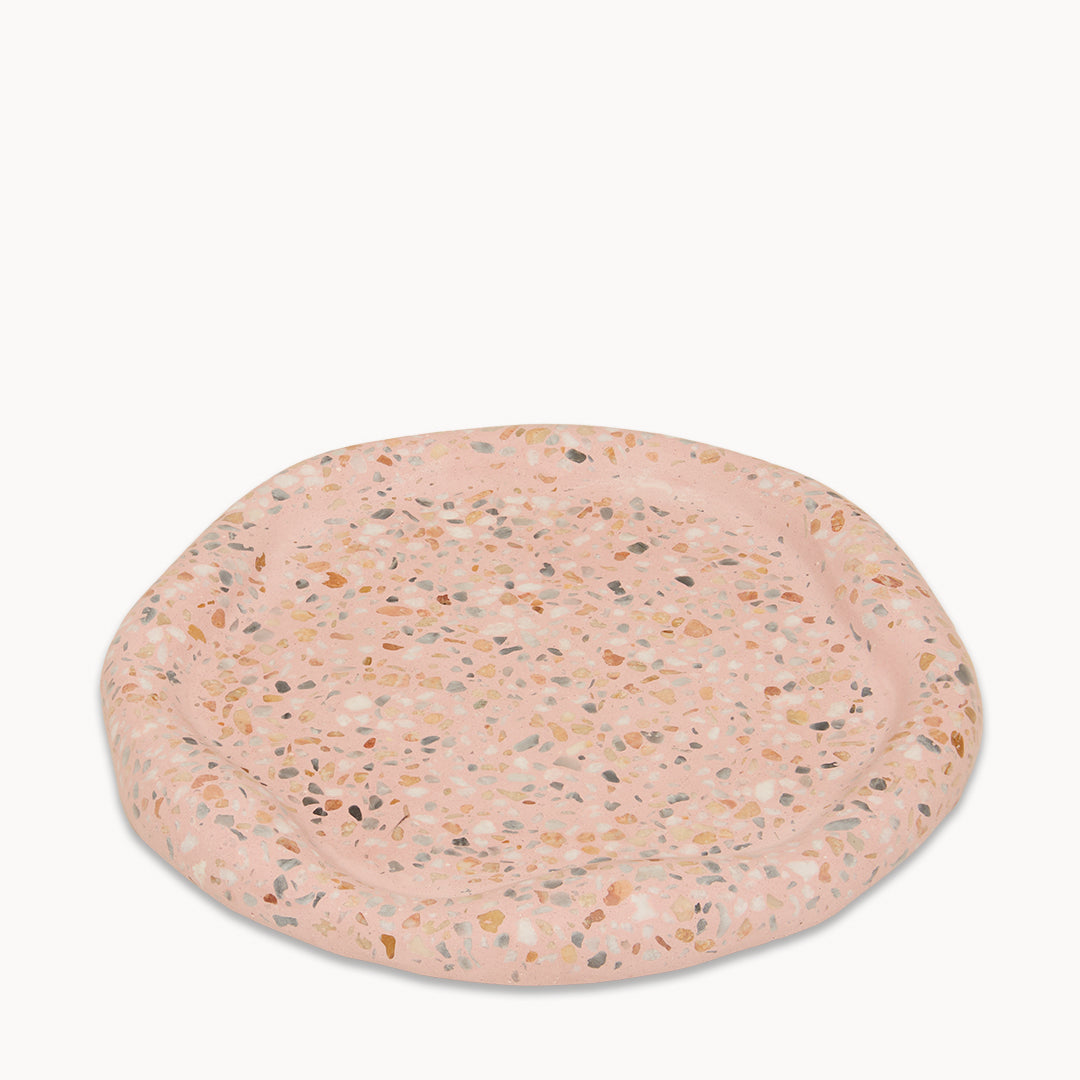 Mixed Terrazzo on Pink Round Irregular Trinket