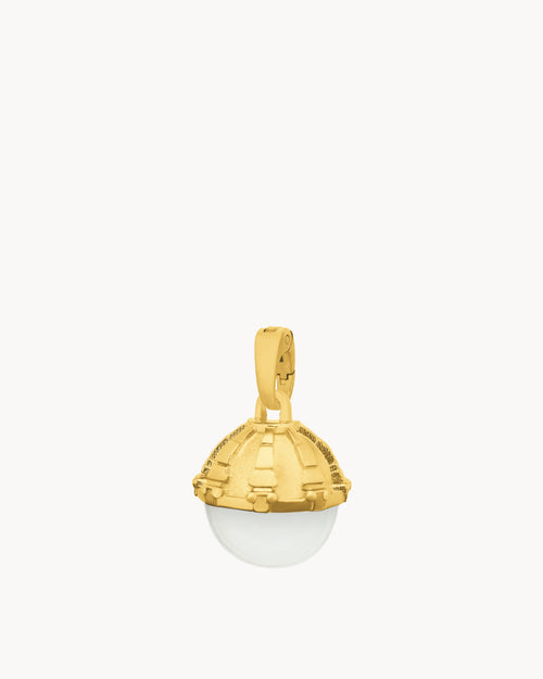 Ciondolo a cupola con pietra portafortuna di aprile, oro