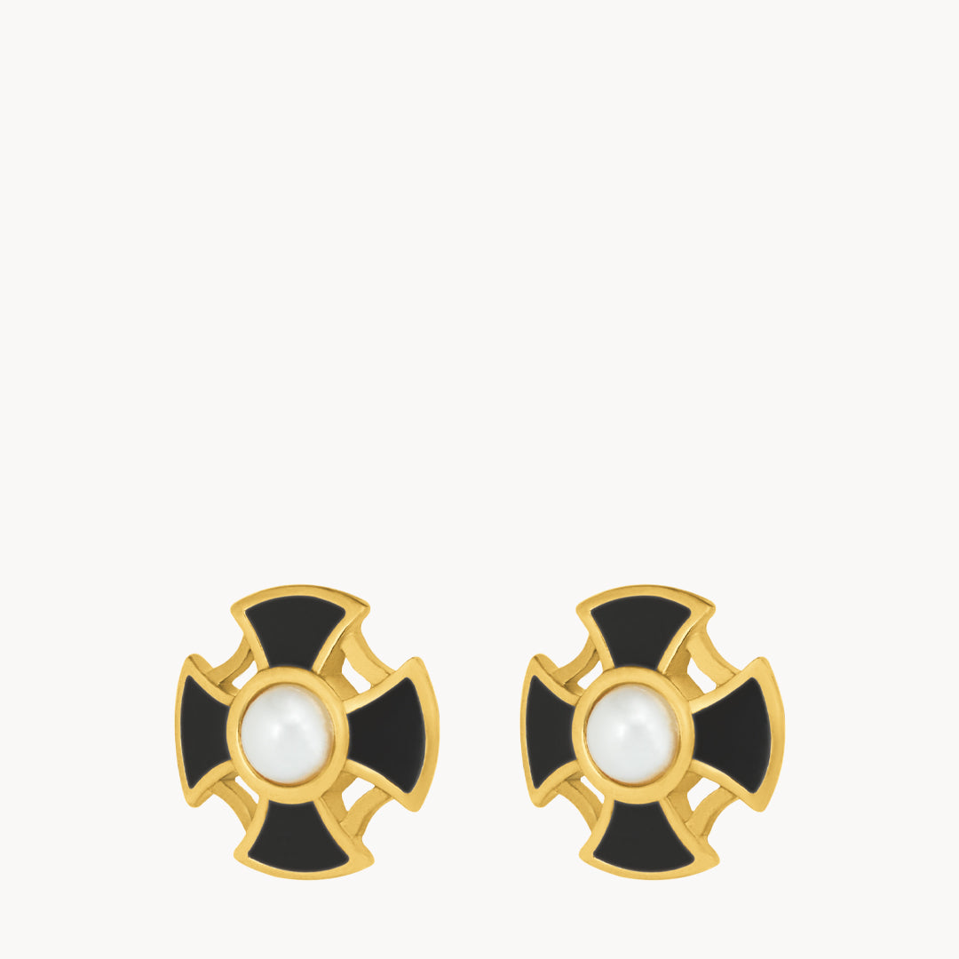Timeless Maltese Cross Ħabbata Studs, Gold