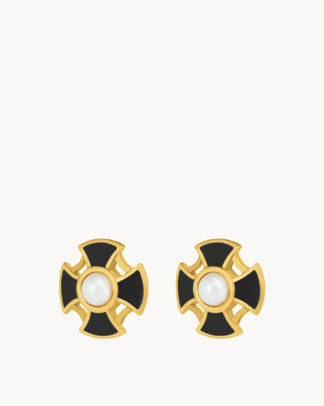 Timeless Maltese Cross Ħabbata Studs, Gold – Mvintage